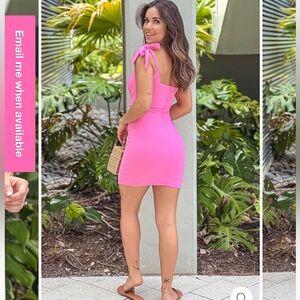 Pink shoulder tie mini dress
